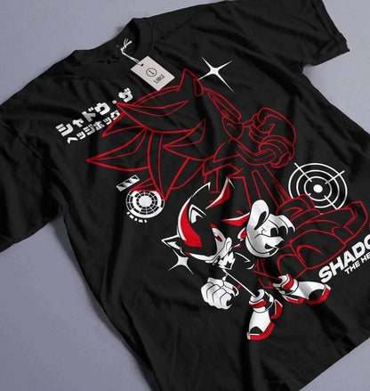 Sonic The Hedgehog:  Shadow The Hedgehog Dual Character Target Graphic Print T-shirt Oversized Cotton Casual Streetwear Tee For Sonic Fans