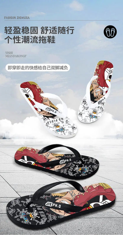 One Piece: Slides Luffy Cartoon Flip Flops Slippers - Non-Slip Outdoor Summer Sandals Unisex for Adults Cartoon eva slippers