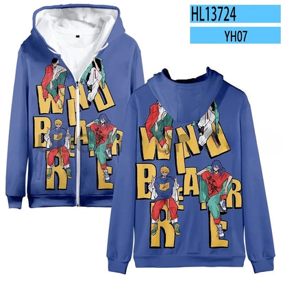 Wind Breaker: Hoodie Hooded Sweatshirts Zipper Jackets Haruka Sakura Jou Togame Graphic Zip Up Casual Fashion Streetwear