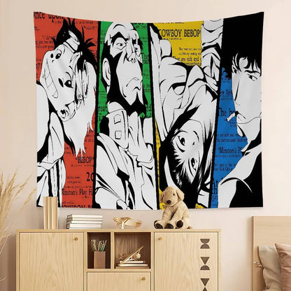 Cowboy Bebop: Anime Hanging Bohemian Tapestry Hanging Tarot Hippie Wall Rugs Dorm Home Decor