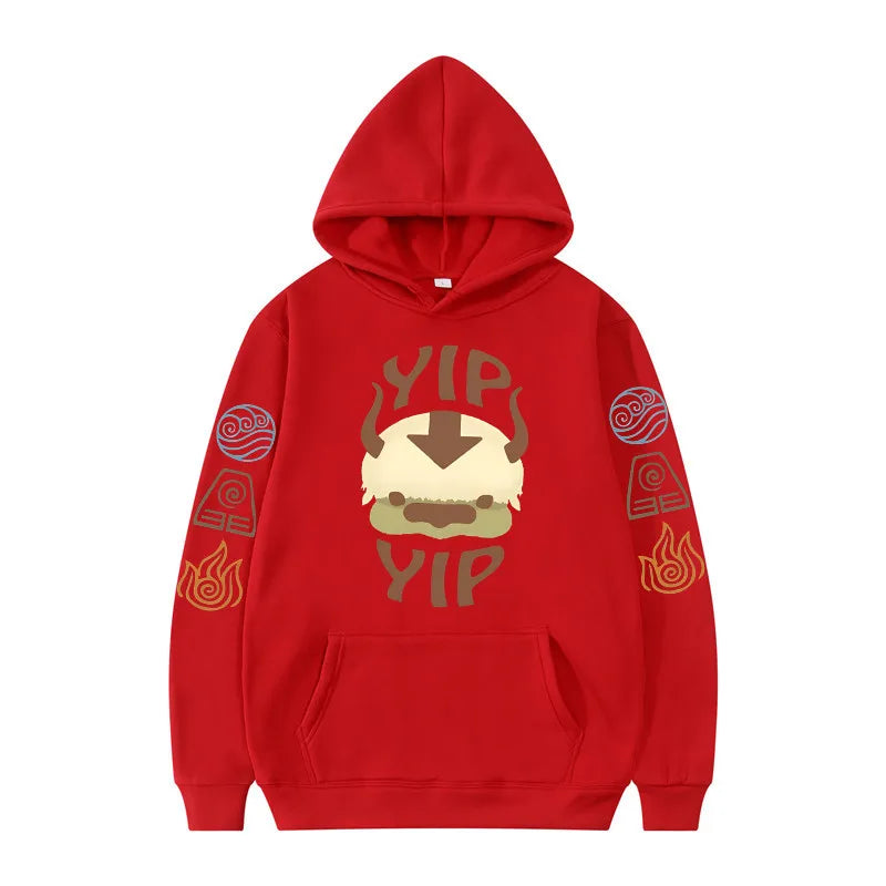 Avatar The Last Airbender: Hoodie Men's and Women's Couple Appa YIP Letter Printed Brushed Anime Sports Shirt Pullover Top