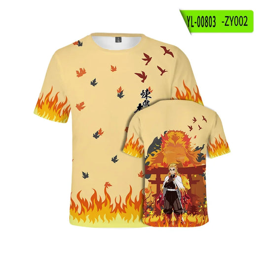 Demon Slayer: Kamado Tanjirou  T shirt 3D  Short Sleeve Y2k Tees