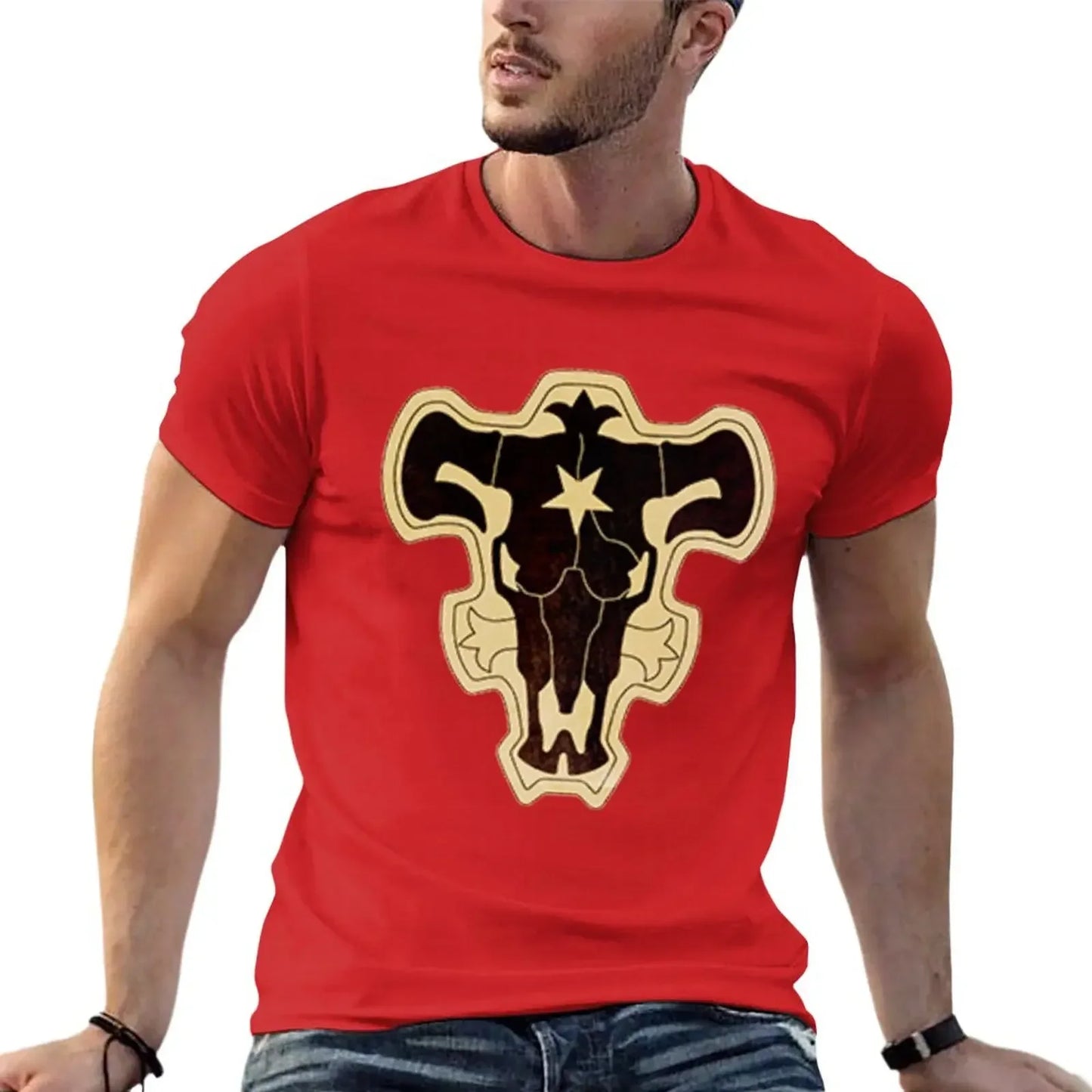 Black Clover: Black Bull T-Shirt tees aesthetic clothes cotton t-shirt Summer fashion New Arrival Cotton Short Sleeve