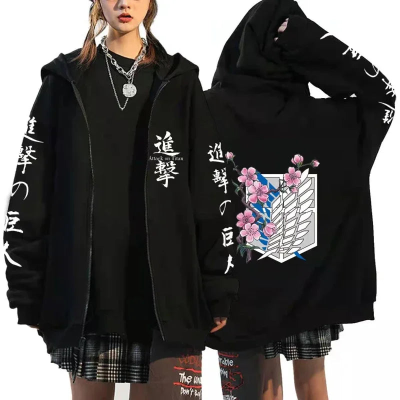 Attack On Titan: Anime Zipper Hoodie Sports Coat Sportswear Role Playing Women Sportswear Autumn Hoodie Fashionable Hoodie Rtable Womens Clothing