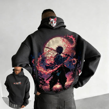 Demon Slayer: Men's Hoodie Sweatshirt Kamado Tanjirou Anime Spring Autumn and Winter Boy Warm Long-sleeved Parent-child Outfit