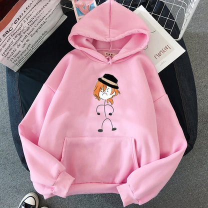 Bungo Stray Dogs: Anime Hooded Nakahara Chuuya Printed Men Women Hoodies Oversized Casual Sweatshirt Harajuku Unisex Streetwear