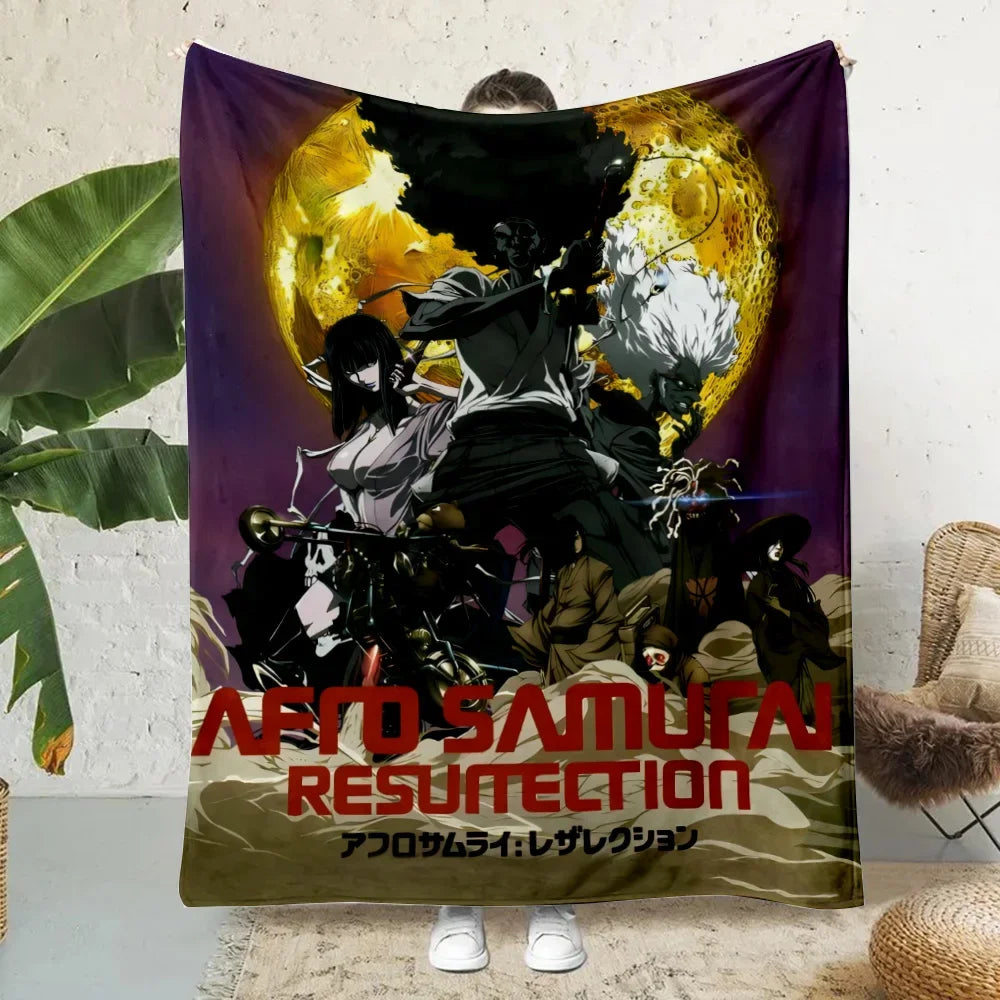 Anime Afro Samurai Cartoon Printed Blanket Picnic Blankets Warm Blanket Soft and Comfortable Blanket Home Travel Birthday Gifts