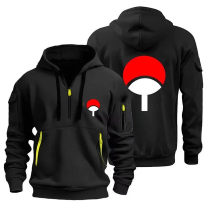 Naruto: Anime Half Zipper Hoodie Casual Versatile Sweatshirt Comfortable Daily Fashion Zip-Up Sweatshirt for Fans