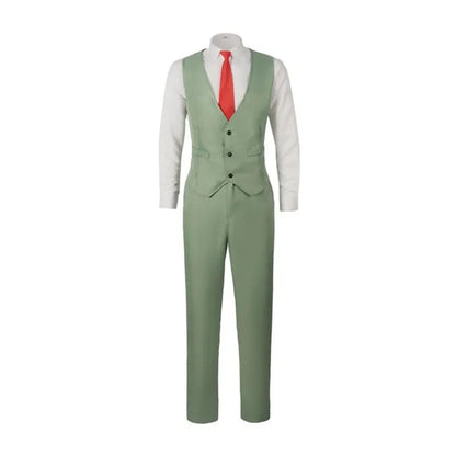 Spy x Family: Loid Forger Cosplay Costume Set Men Light Green Suit Twilight Outfit Shirt Pants Vest Red Tie Halloween