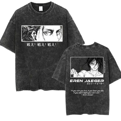 Attack on Titan: Men Women Cartoon Manga Merch Tshirt Men's Oversized T Shirts Washed Vintage Anime Attack on Titan Reiner Braun Graphic T-shirts