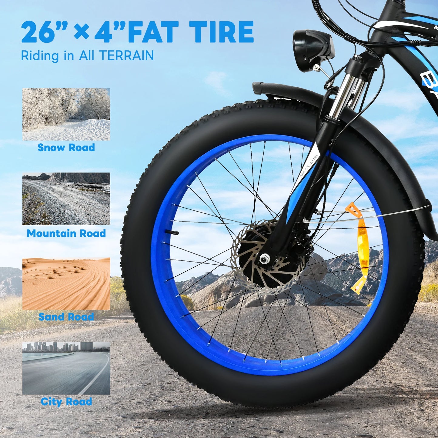 Yowamushi Pedal: Baolujie 2000W Electric Bike with 20AhRemovable Battery 26"×4"Fat Tire Ebike for Adults 35MPH 80MilesElectric Bicycles