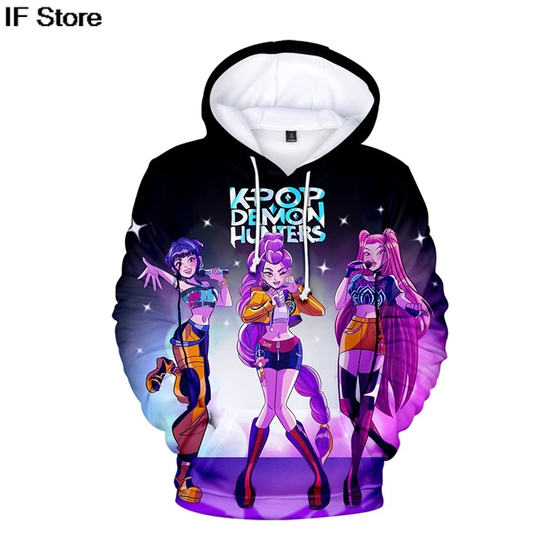 KPop Demon Hunters: 3Dhoodies boys Girls Harajuku Hoodie men Women Y2K Clothing Fashion Loose Sweatshirt Pullover Trend Hoodies