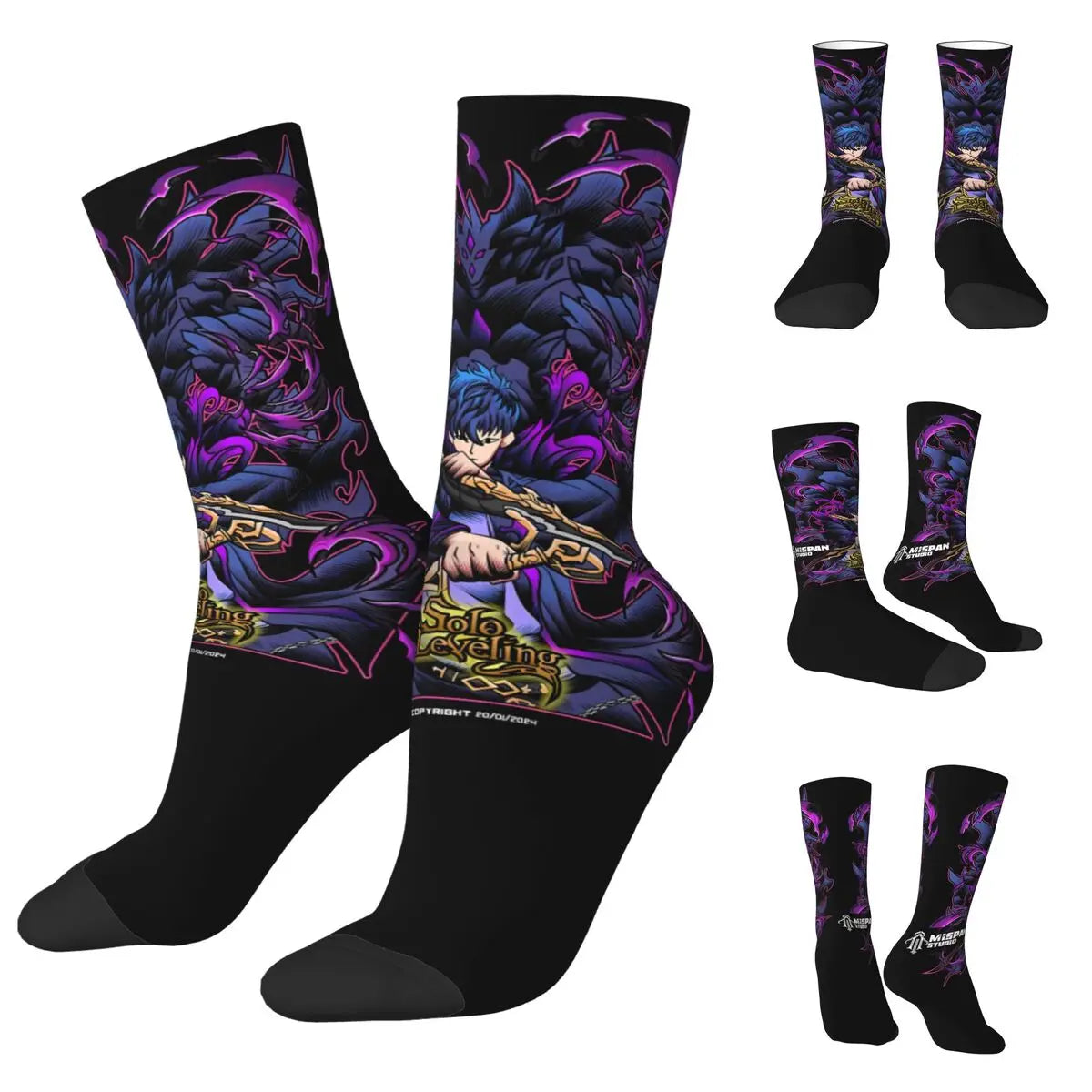 Solo Leveling: Sung jinwoo Shadow Monarch Socks,Leisure Beautiful printing Suitable for all seasons Dressing Gifts