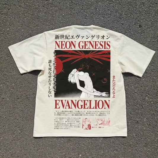 2026 new Neon Genesis Evangelion Third Impact Lilith Rei T-Shirt Heavyweight Baige Clothing Graphic Short Sleeve Shirt Men Women