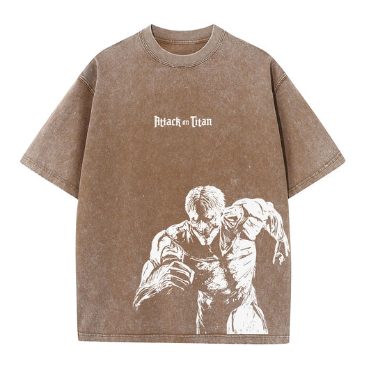Attack On Titan :T-Shirt Hip Hop Streetwear Graphic Print Oversize Tshirt Short Sleeve Cotton Loose Vintage Tops