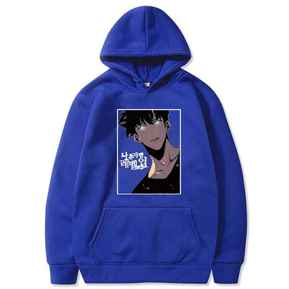 Solo Leveling: Hoodie Sung Jin Woo Printed Hooded Streetwears Winter Warm Fleece Sweatshirt Plus Size Pullover