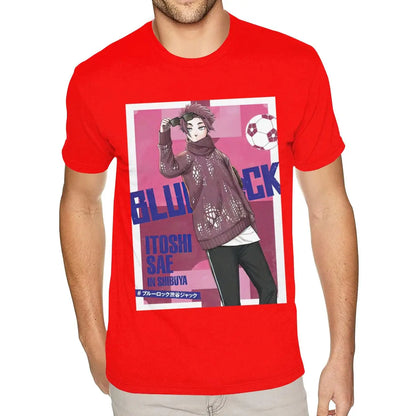 Blue Lock: Short Sleeve Crew Neck Natural Cotton Itoshi Sae TShirt Worlds Boyfriends S T Shirt
