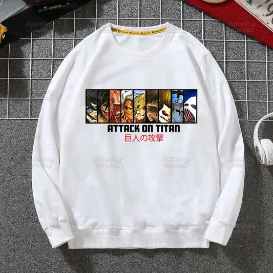 Attack on Titan Fleece Sweatshirts Harajuku Streetwear Autumn Spring Shingeki No Kyojin Anime O Neck Pullover Hoody Mens