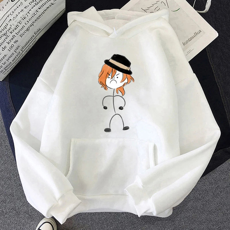 Bungo Stray Dogs: Anime Hooded Nakahara Chuuya Printed Men Women Hoodies Oversized Casual Sweatshirt Harajuku Unisex Streetwear