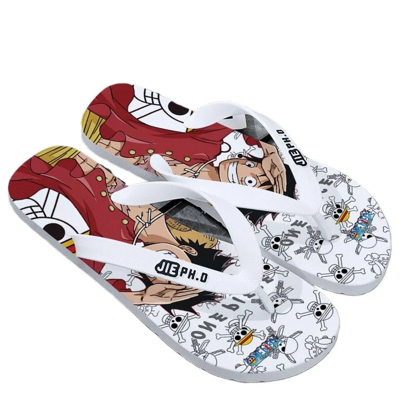 One Piece: Slides Luffy Cartoon Flip Flops Slippers - Non-Slip Outdoor Summer Sandals Unisex for Adults Cartoon eva slippers