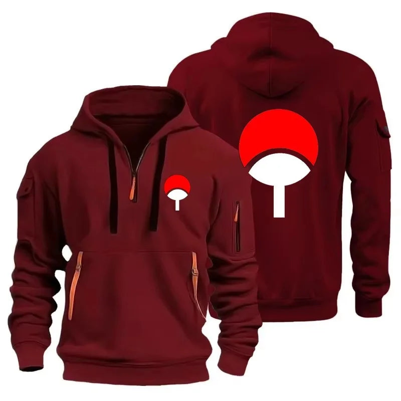 Naruto: Anime Half Zipper Hoodie Casual Versatile Sweatshirt Comfortable Daily Fashion Zip-Up Sweatshirt for Fans
