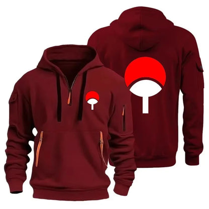 Naruto: Anime Half Zipper Hoodie Casual Versatile Sweatshirt Comfortable Daily Fashion Zip-Up Sweatshirt for Fans