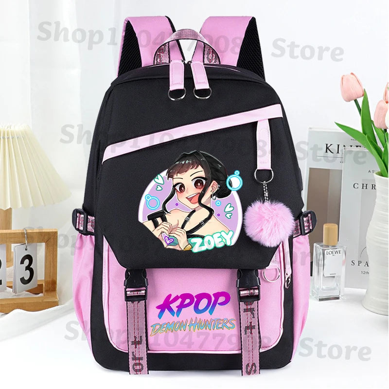 KPop Demon Hunters Fashion Backpack for Boys Girls Anime Cartoon Schoolbag Students Large Capacity Book Stationery Storage Bag