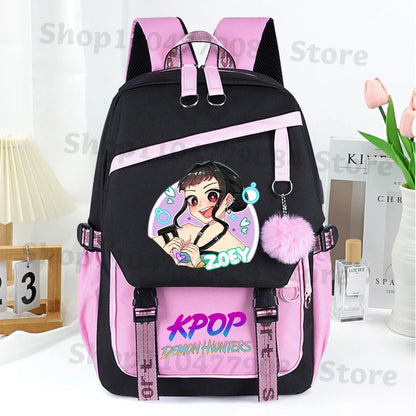 KPop Demon Hunters Fashion Backpack for Boys Girls Anime Cartoon Schoolbag Students Large Capacity Book Stationery Storage Bag
