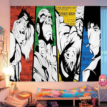 Cowboy Bebop: Anime Hanging Bohemian Tapestry Hanging Tarot Hippie Wall Rugs Dorm Home Decor