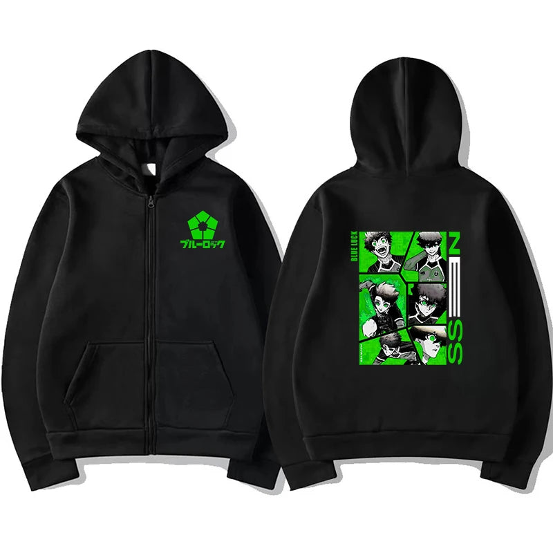 Blue Lock: Kunigami Rensuke Men Zipper Hoodie Spring Autumn Women Sweatshirt 2025 New Cartoon Anime Couple Jackets Coat