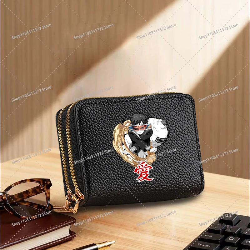 Naruto: Leather Wallet Cute Cartoon Printed Bags Fashion Zipper Short Coin Purse Multi-slot Bank Card Storage Bag Birthday Gift