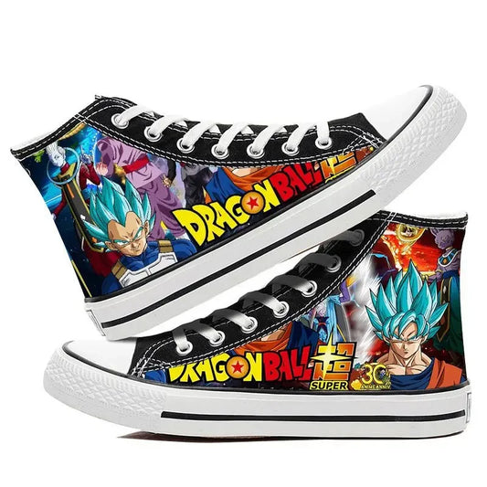 Dragon Ball:  Hand-painted graffiti printing men's high-top canvas shoes goku