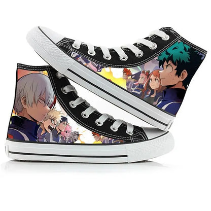 My Hero Academia: high-top canvas shoes anime Izuku Midoriya student capplet shoes breathable and comfortable holiday gift