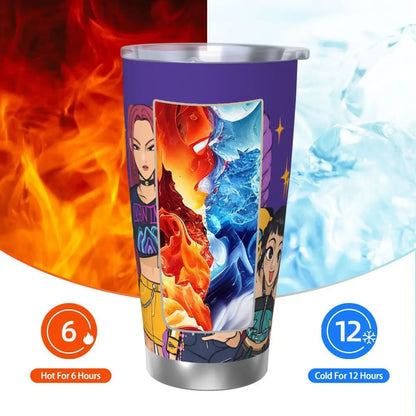 KPop Demon Hunters - Derpy  Insulated Tumbler with Lid Vacuum Thermal Mug Outdoor Travel Car Bottle Cup, 20oz