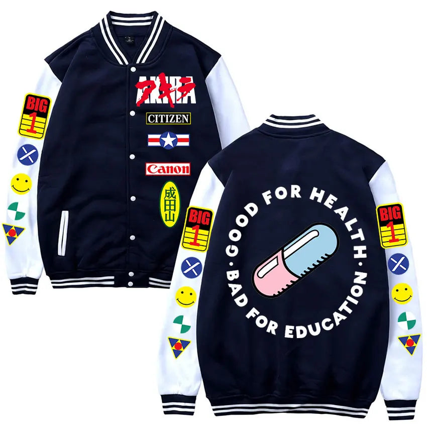 Anime Akira Print Baseball Uniform Men's 90s Manga Kaneda Shotaor Cosplay Graphic Sweatshirts Streetwear Jacket Unisex Tops
