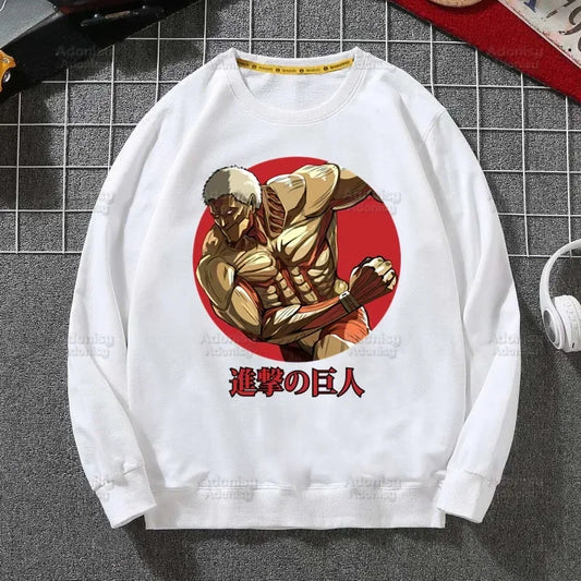 Attack on Titan Fleece Sweatshirts Harajuku Streetwear Autumn Spring Shingeki No Kyojin Anime O Neck Pullover Hoody Mens