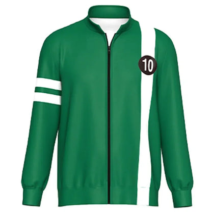 Ben10: Alien Force- Ben Tennyson Cosplay Unisex Sweatshirt Jacket Hoodies Zipper Coat Casual Uniforms Halloween Outfits