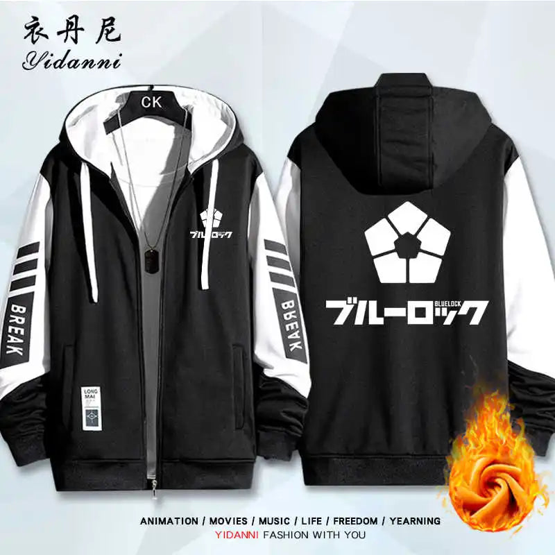 Blue Lock:  Mikage Reo Isagi Yoichi Nagi Seishiro Cosplay Jacket Zipper Hoodie Women Men Fashion Hooded Coat Couple Tops Gift