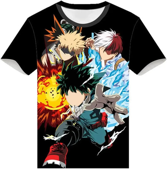 My Hero Academia: 3D Print T-Shirt Cosplay Costume Short Sleeve Pullover Tee Top Shirts