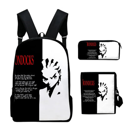 The Boondocks: Harajuku Popular   3D Print 3pcs/Set pupil School Bags Laptop Daypack Backpack Inclined shoulder bag Pencil Case