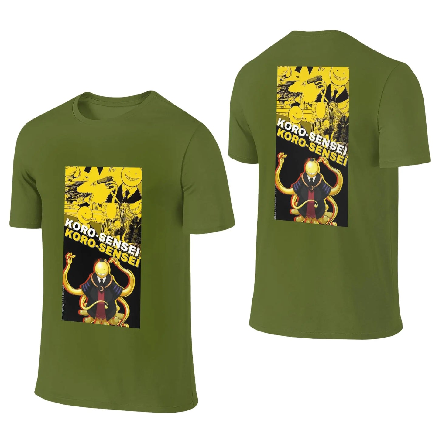 Assassination Classroom: Octopus Koro Sensei Men T-Shirt Double Sided Plus Size T Shirts Men's O-Neck Cotton Tees Short Male