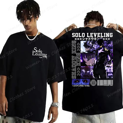 Solo Leveling: Sung Jin Woo T-shirts For Men/Women Summer Short Sleeve Cotton Oversized T-shirt Anime Lover Gift Tshirt Top