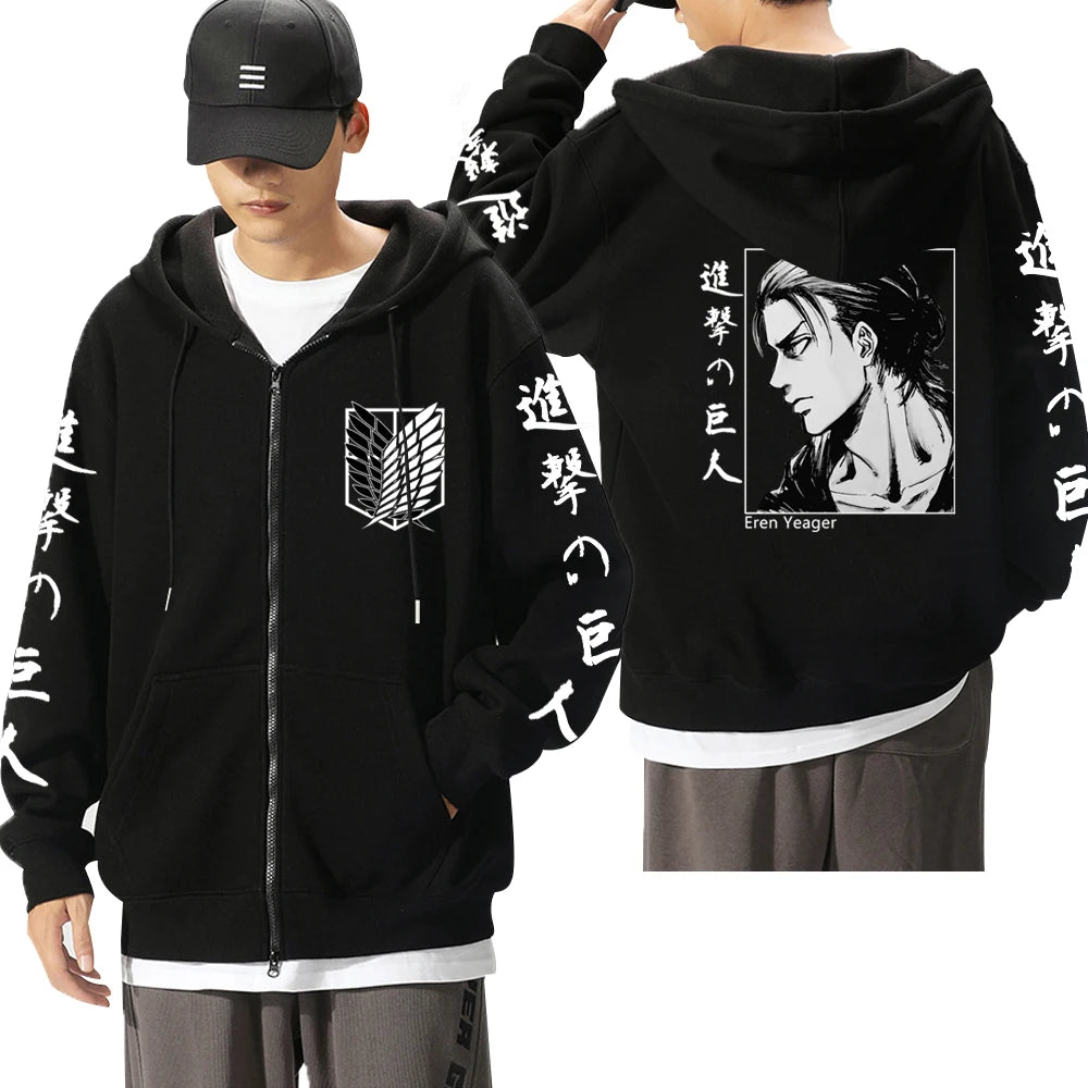 Attack On Titan: Levi Graphic Printed Hooded Plus Size Sweatshirt Harajuku Unisex Zipper Jacket