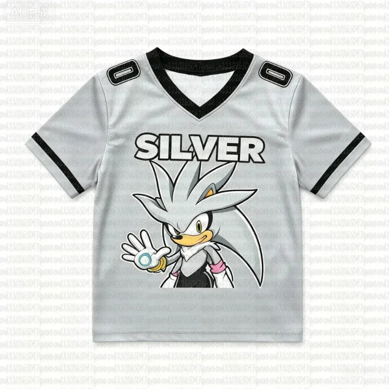 Sonic The Hedgehog: Summer Boy's Girls Casual Sports Style Sonic Print Short Sleeve V-Neck Men's Women's Casual T-shirt Tops