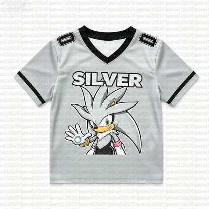 Sonic The Hedgehog: Summer Boy's Girls Casual Sports Style Sonic Print Short Sleeve V-Neck Men's Women's Casual T-shirt Tops