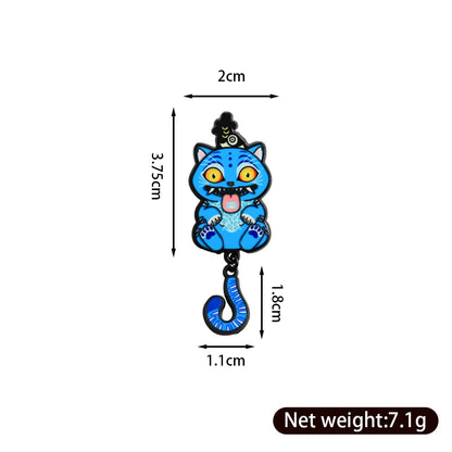 KPop Demon Hunters: Blue Supernatural Tiger Derpy Sussie Enamel Pin Cat Tail Pendant Brooch Gothic Cartoon Peripheral Badge Jewelry Gift