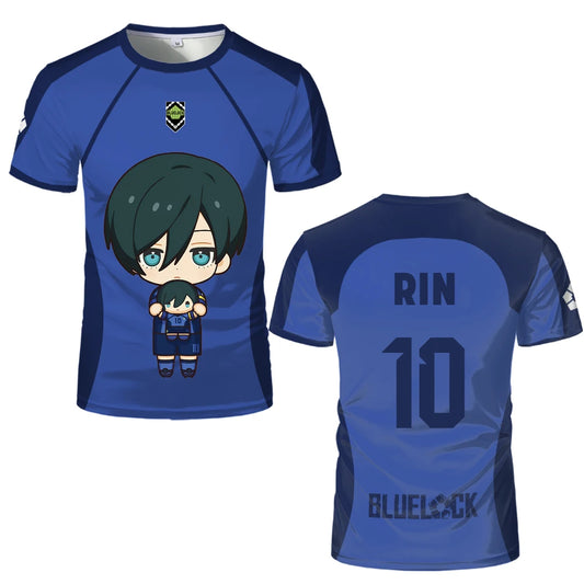 Blue Lock: (KIDS) Eleven Jersey Isagi Nagi Cute Pattern T-shirt Character Print Tops Kid's T Shirts