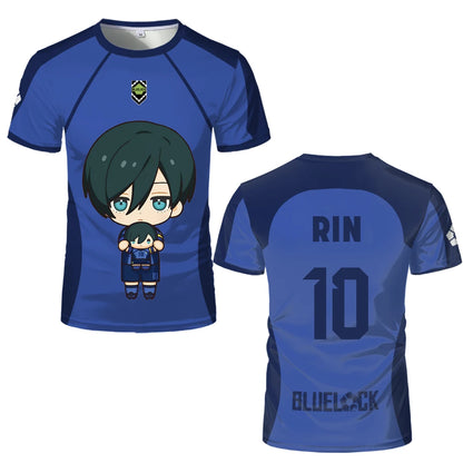Blue Lock: (KIDS) Eleven Jersey Isagi Nagi Cute Pattern T-shirt Character Print Tops Kid's T Shirts