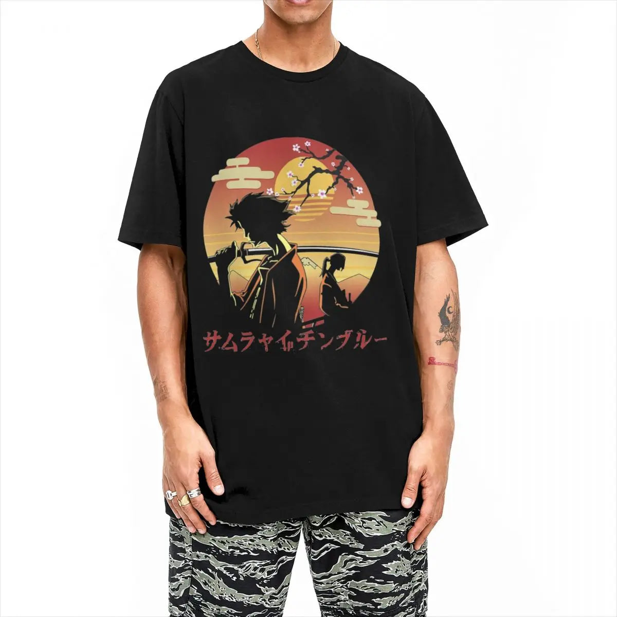 Samurai Champloo: Mugen And Jin T Shirts 100% Cotton Clothing Novelty Short Sleeve Round Neck Tees Plus Size T-Shirt