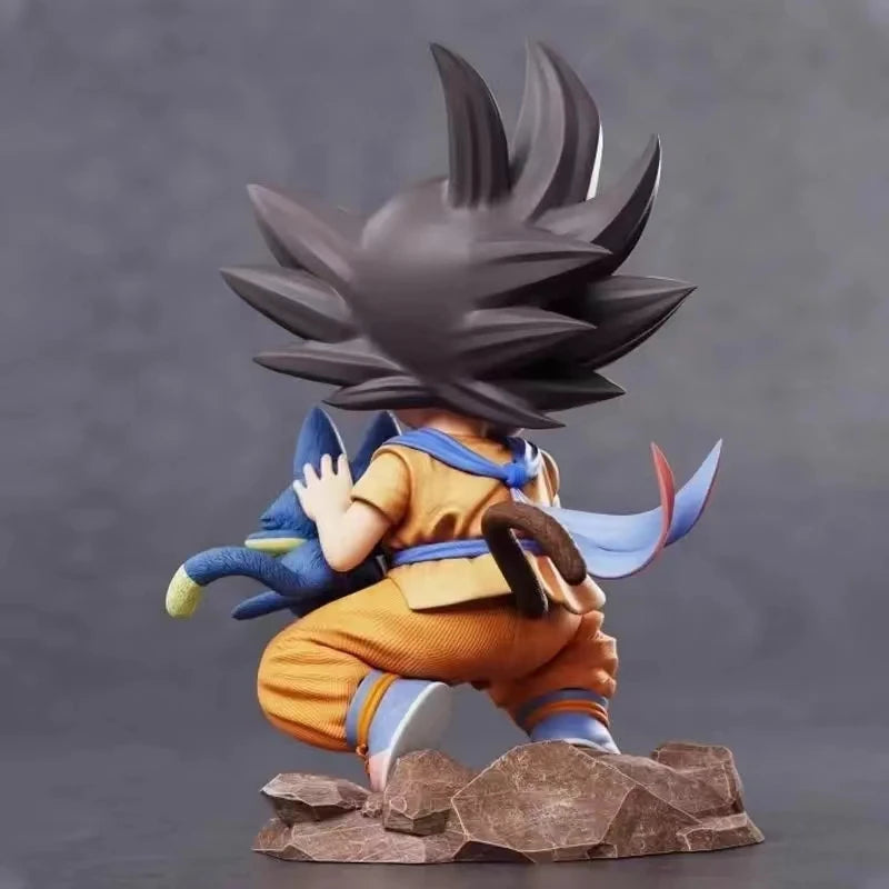 Dragon Ball: Childhood Little Goku Hugs Puer Ya Mu Tea Little Follower Figures Doll Pvc Model Statue Collection Toys Ornamen Gift